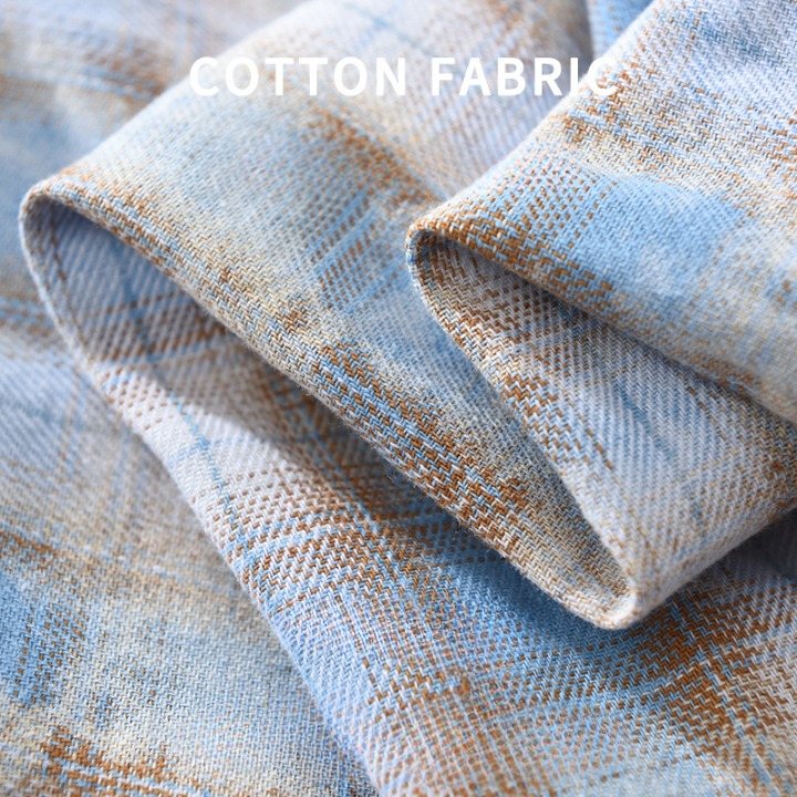 Men's Cotton Plaid Short Sleeve Shirt