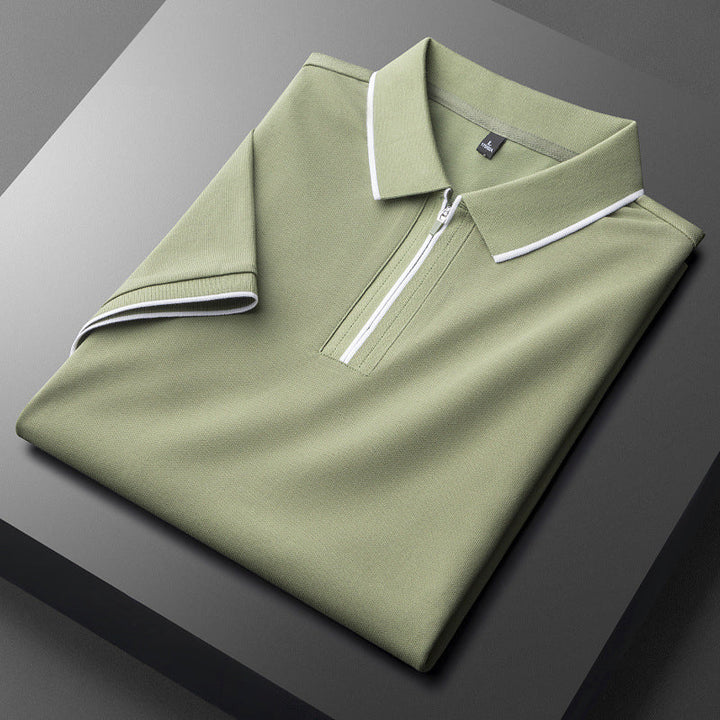 Men’s Zip-Collar Polo Shirt | Breathable Cotton-Silk