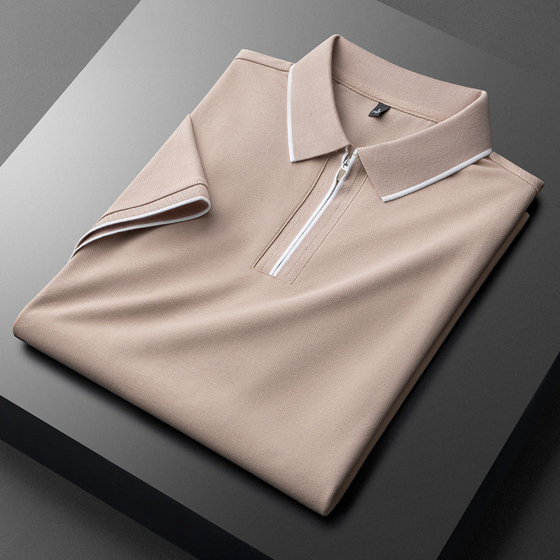 Men’s Zip-Collar Polo Shirt | Breathable Cotton-Silk