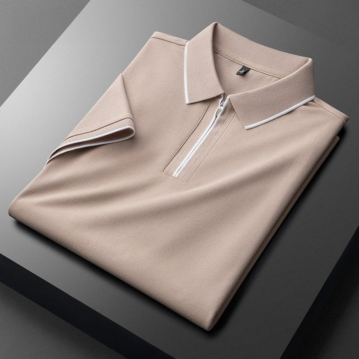 Men’s Zip-Collar Polo Shirt | Breathable Cotton-Silk
