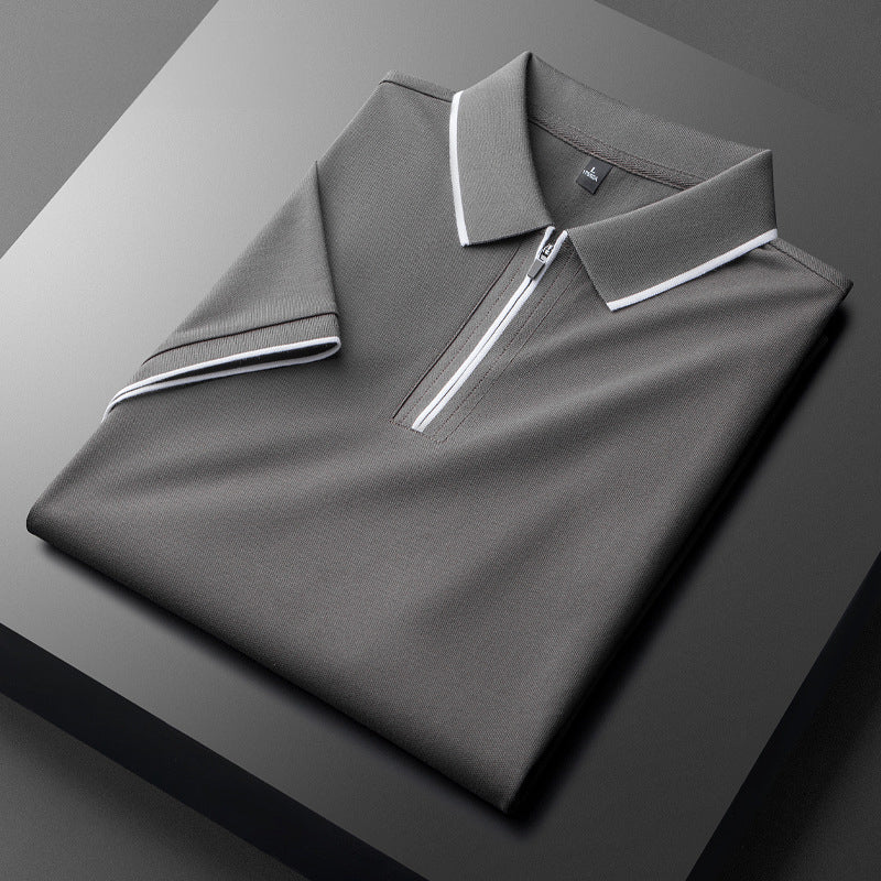 Men’s Zip-Collar Polo Shirt | Breathable Cotton-Silk
