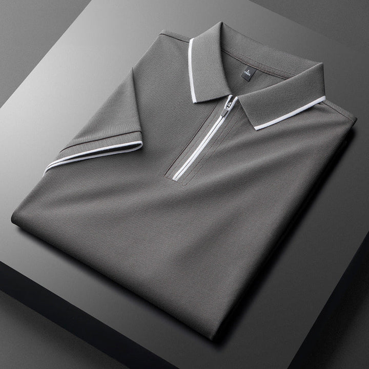 Men’s Zip-Collar Polo Shirt | Breathable Cotton-Silk