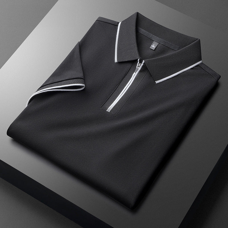 Men’s Zip-Collar Polo Shirt | Breathable Cotton-Silk