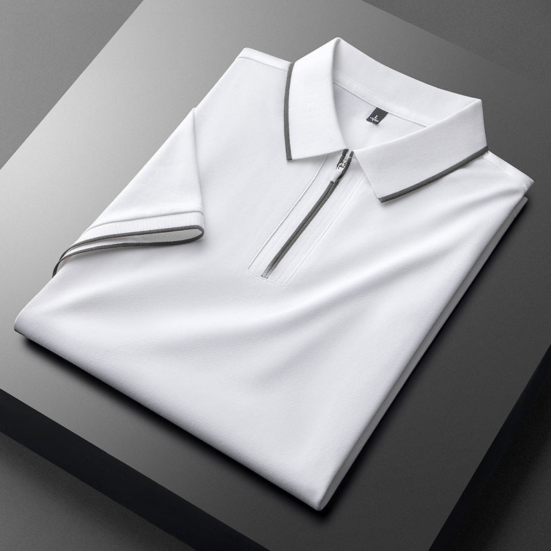 Men’s Zip-Collar Polo Shirt | Breathable Cotton-Silk