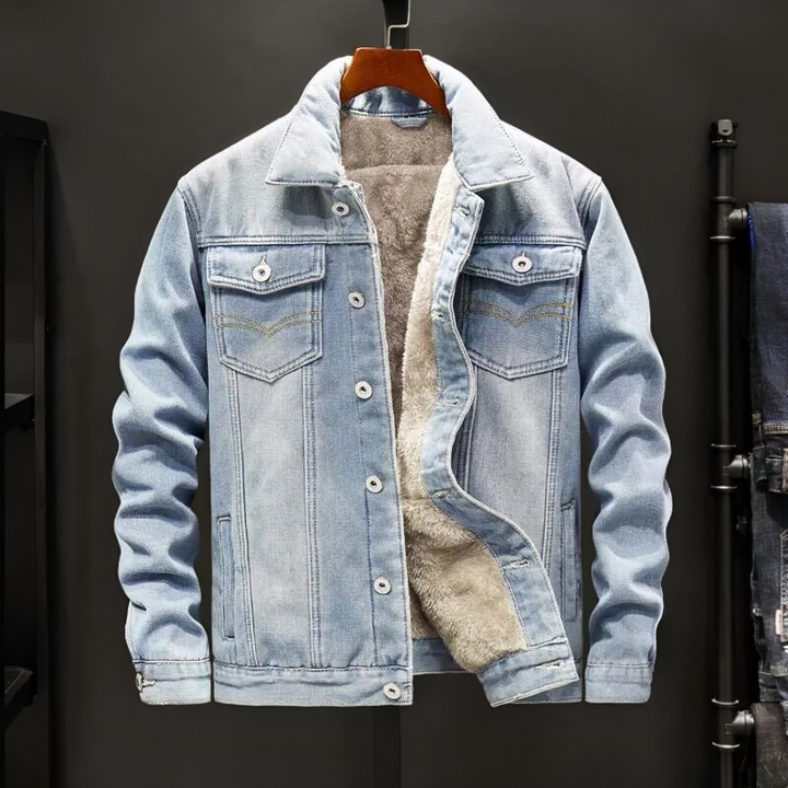 Men’s Sherpa-Lined Denim Jacket | Warm Fleece Lined Jean Jacket
