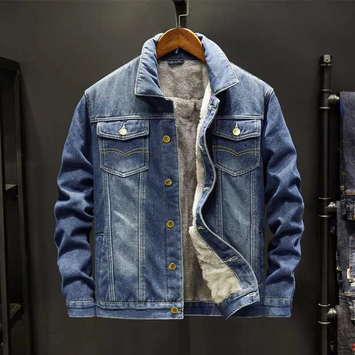 Men’s Sherpa-Lined Denim Jacket | Warm Fleece Lined Jean Jacket