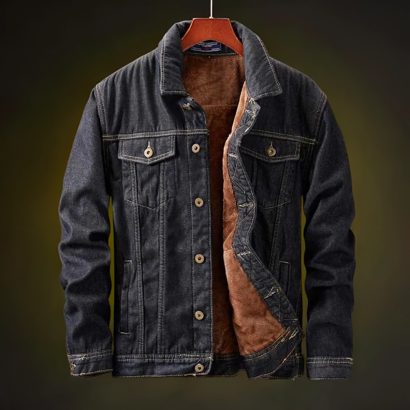 Men’s Sherpa-Lined Denim Jacket | Warm Fleece Lined Jean Jacket