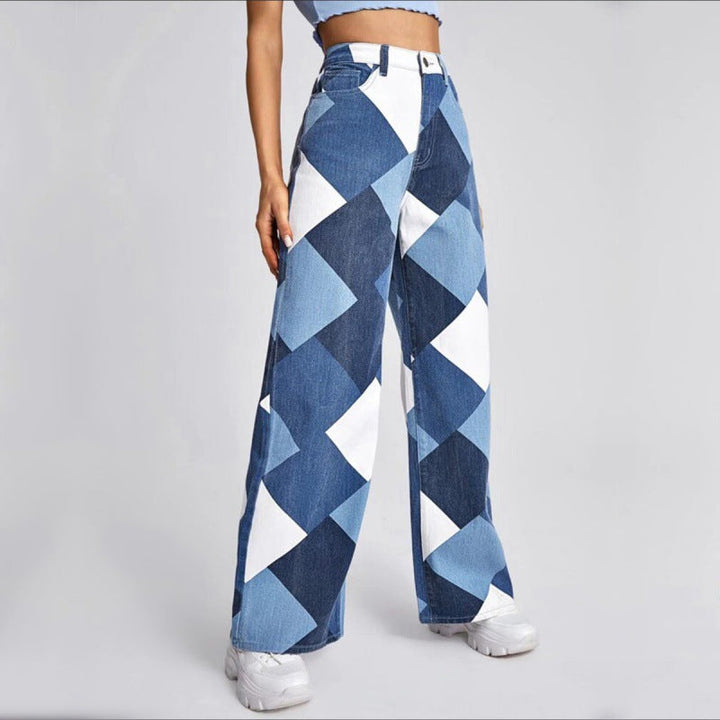 Women's Patchwork Wide-Leg Jeans