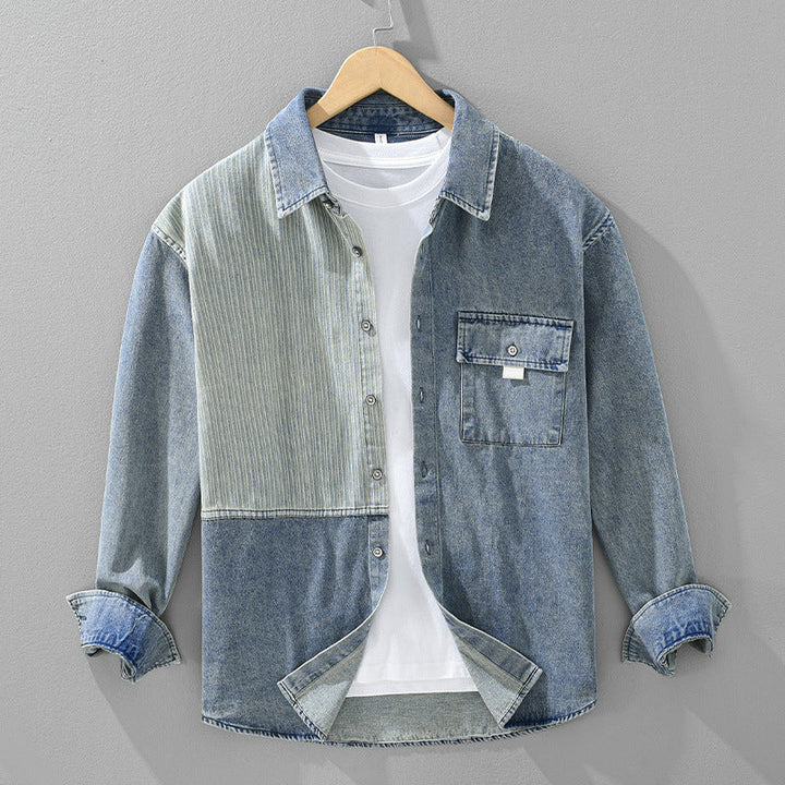 Men's Cotton Denim Button-Up Shirt