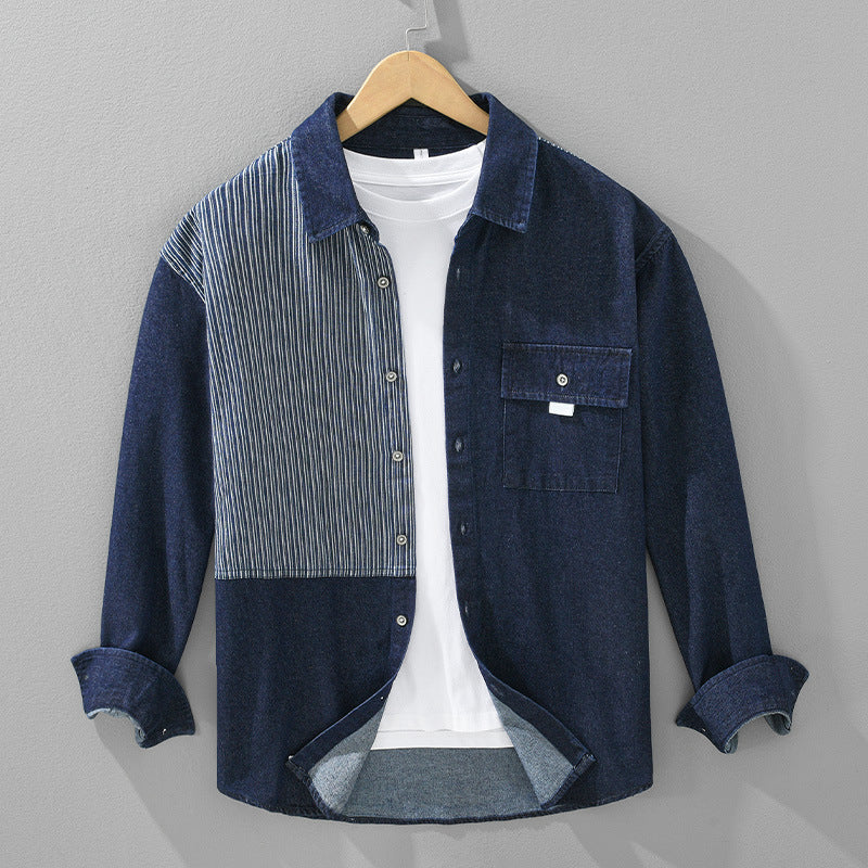 Men's Cotton Denim Button-Up Shirt
