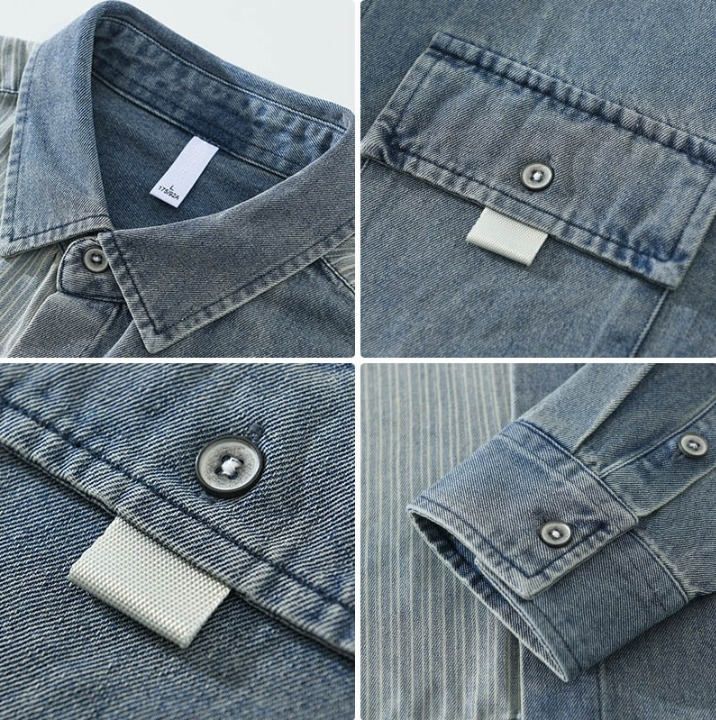 Men's Cotton Denim Button-Up Shirt
