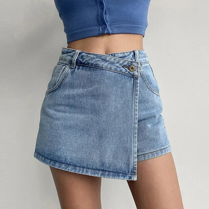 Women's Asymmetrical Denim Mini Skirt