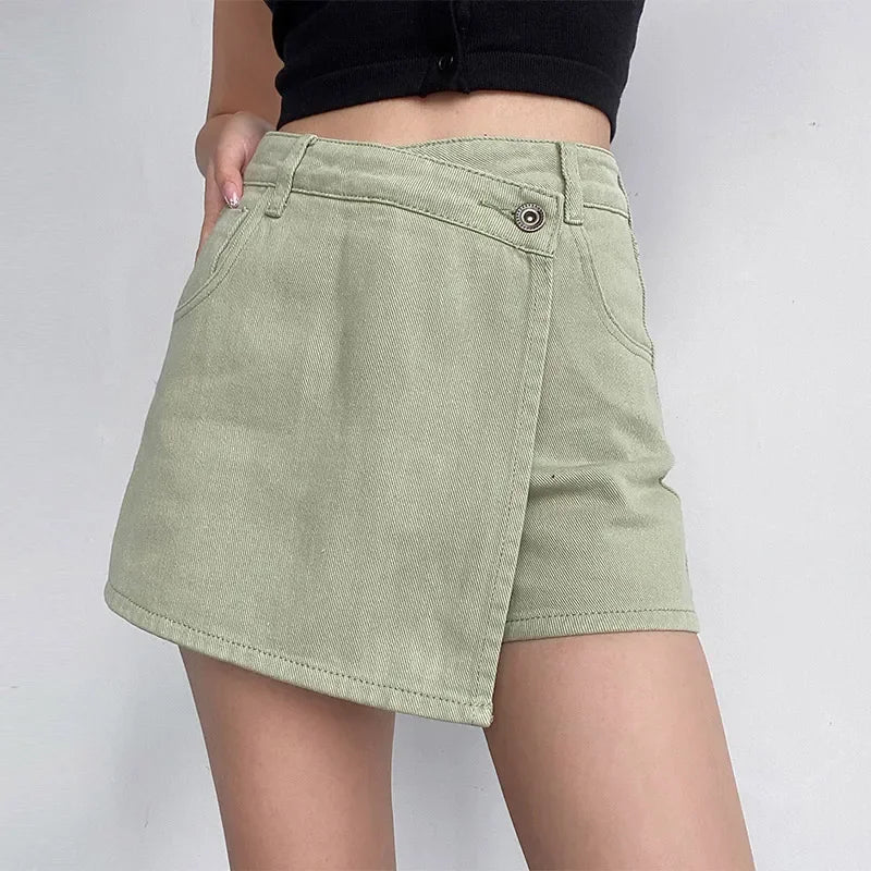 Women's Asymmetrical Denim Mini Skirt