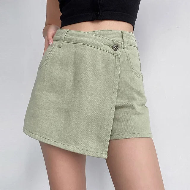 Women's Asymmetrical Denim Mini Skirt