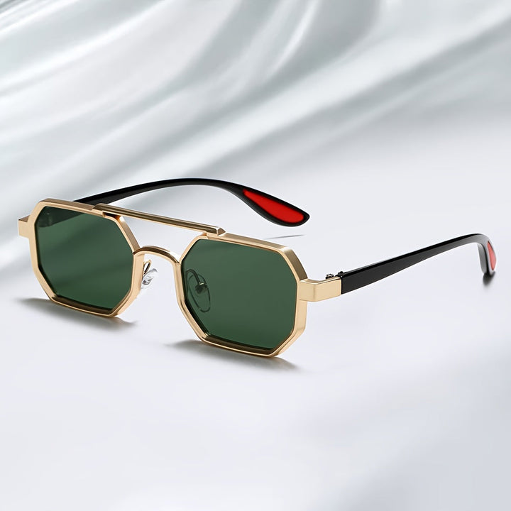 Geometric Frame Sunglasses - Metal Aviator-Inspired Shades