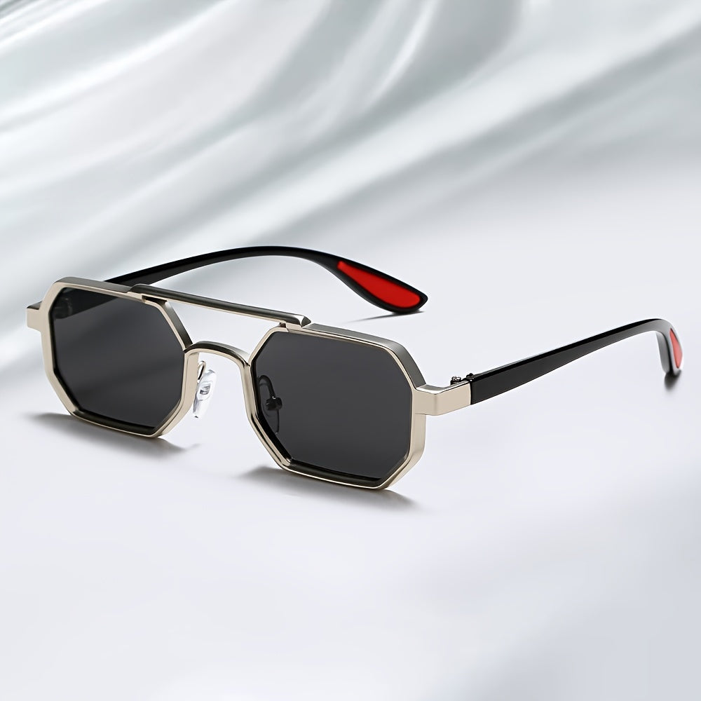 Geometric Frame Sunglasses - Metal Aviator-Inspired Shades