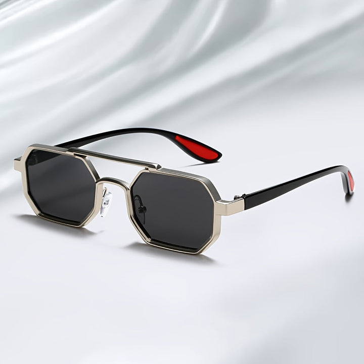Geometric Frame Sunglasses - Metal Aviator-Inspired Shades