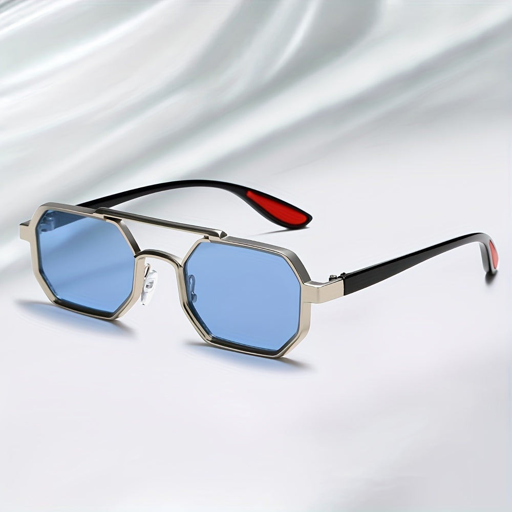 Geometric Frame Sunglasses - Metal Aviator-Inspired Shades