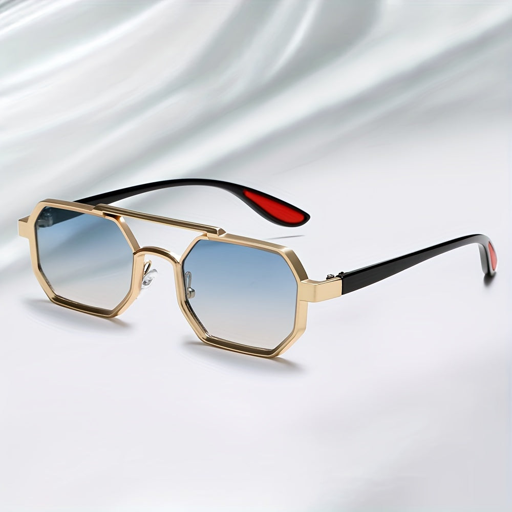Geometric Frame Sunglasses - Metal Aviator-Inspired Shades
