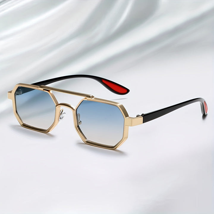 Geometric Frame Sunglasses - Metal Aviator-Inspired Shades