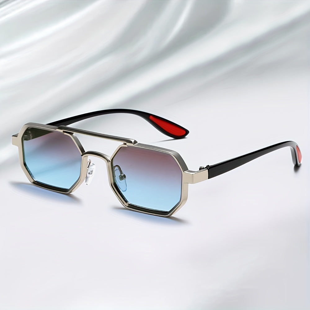 Geometric Frame Sunglasses - Metal Aviator-Inspired Shades