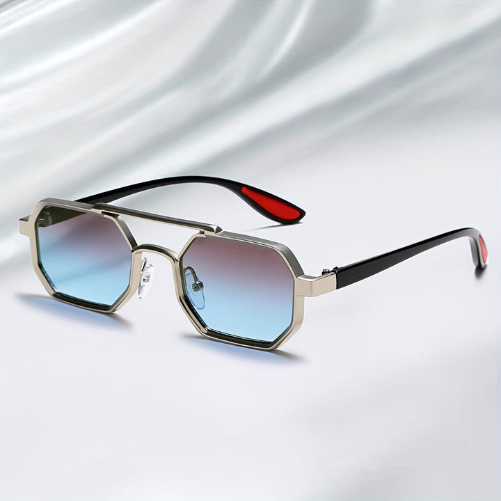 Geometric Frame Sunglasses - Metal Aviator-Inspired Shades