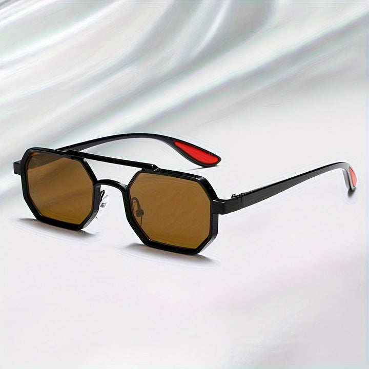Geometric Frame Sunglasses - Metal Aviator-Inspired Shades