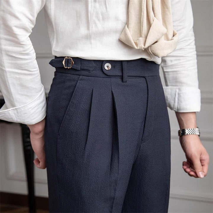 Men's Slim Fit Gurkha Pleated Formal Dress Pants