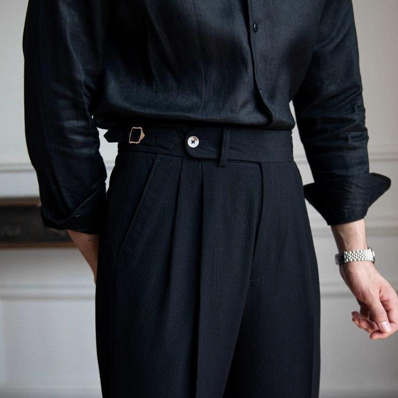 Men's Slim Fit Gurkha Pleated Formal Dress Pants