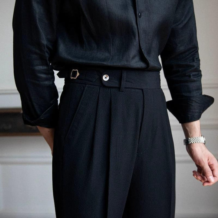 Men's Slim Fit Gurkha Pleated Formal Dress Pants