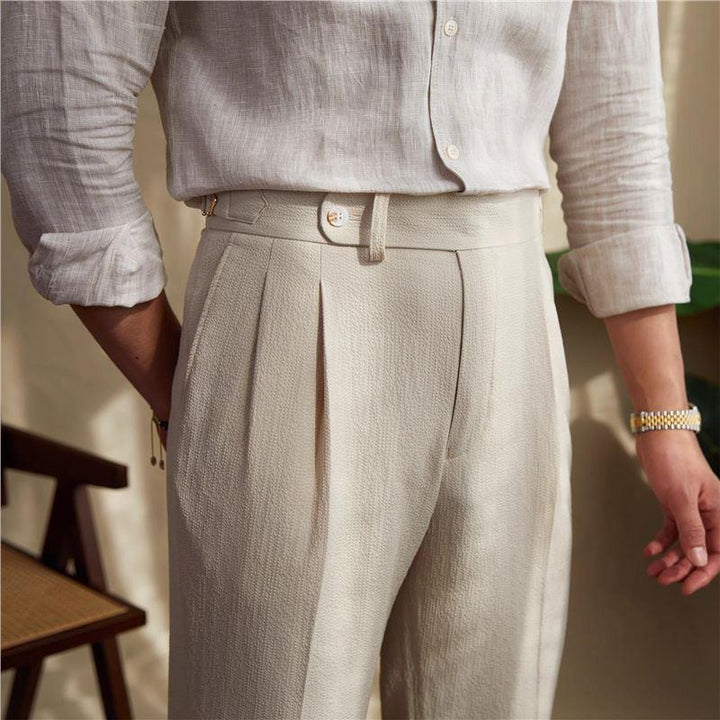 Men's Slim Fit Gurkha Pleated Formal Dress Pants
