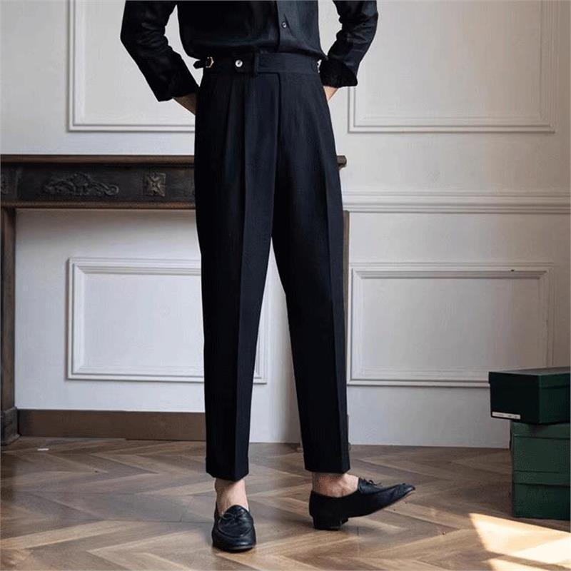 Men's Slim Fit Gurkha Pleated Formal Dress Pants