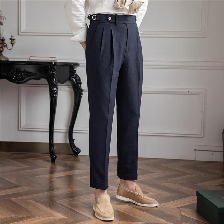 Men's Slim Fit Gurkha Pleated Formal Dress Pants