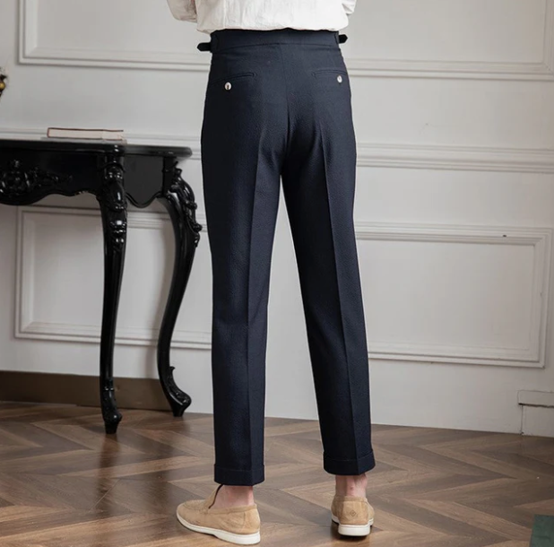 Men's Slim Fit Gurkha Pleated Formal Dress Pants