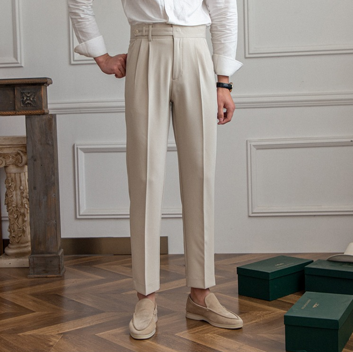 Men's High Waist Gurkha Pleated Dress Formal Pants