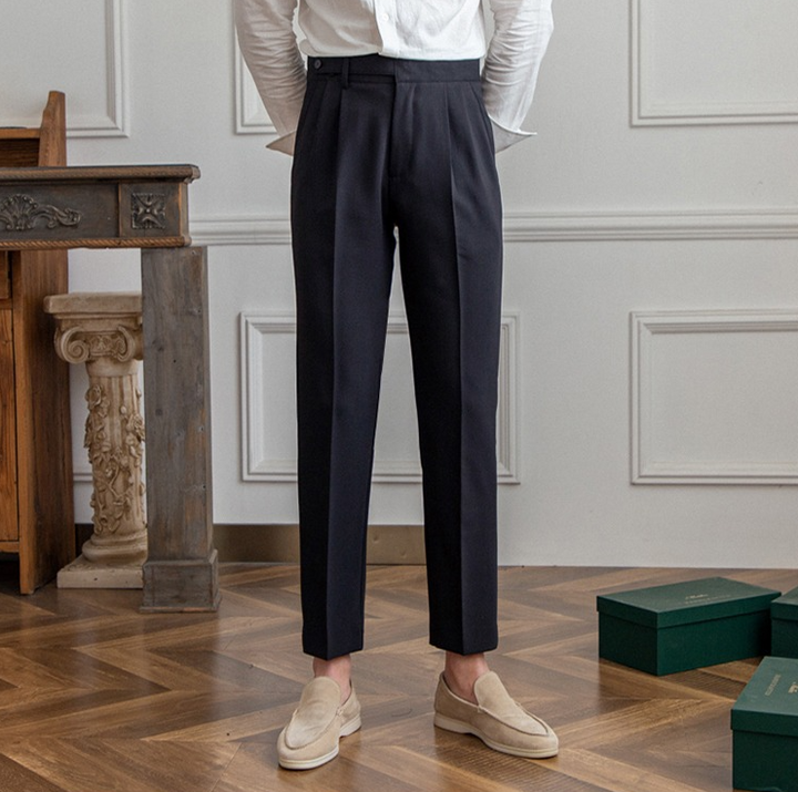Men's High Waist Gurkha Pleated Dress Formal Pants
