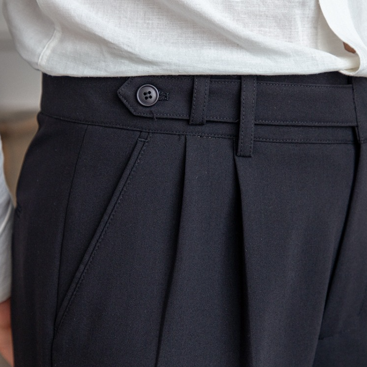 Men's High Waist Gurkha Pleated Dress Formal Pants