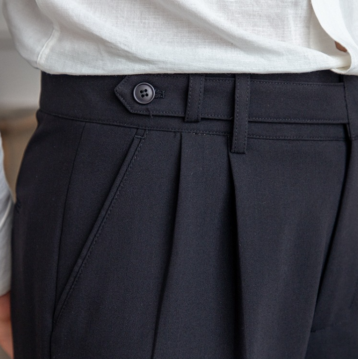 Men's High Waist Gurkha Pleated Dress Formal Pants