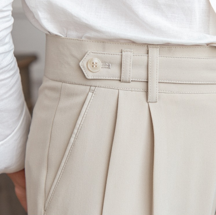 Men's High Waist Gurkha Pleated Dress Formal Pants
