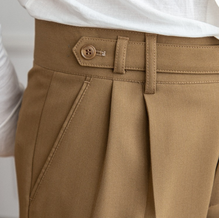 Men's High Waist Gurkha Pleated Dress Formal Pants