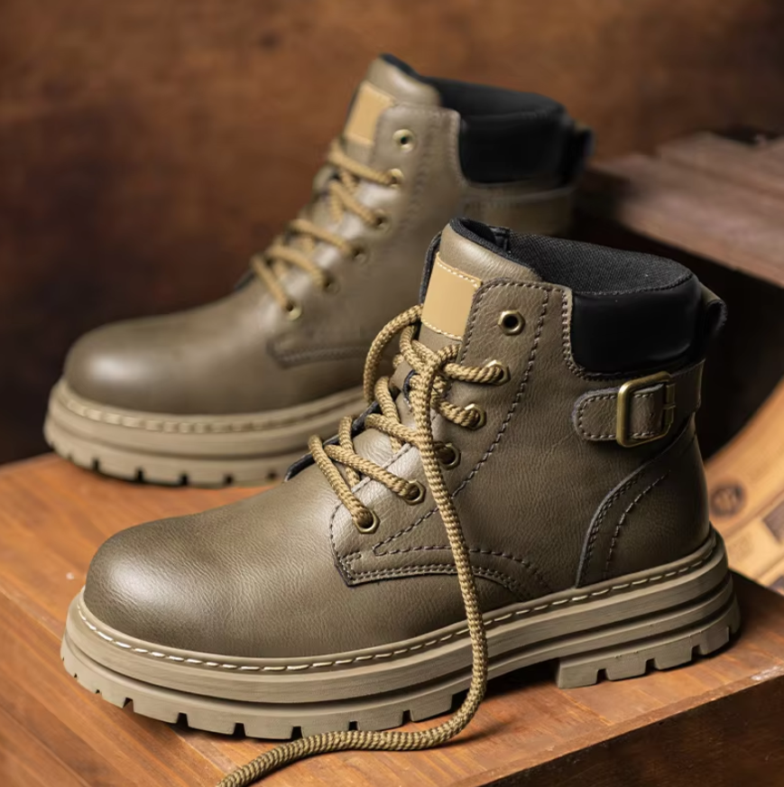 Men’s Durable Genuine Leather Ankle Work Boots