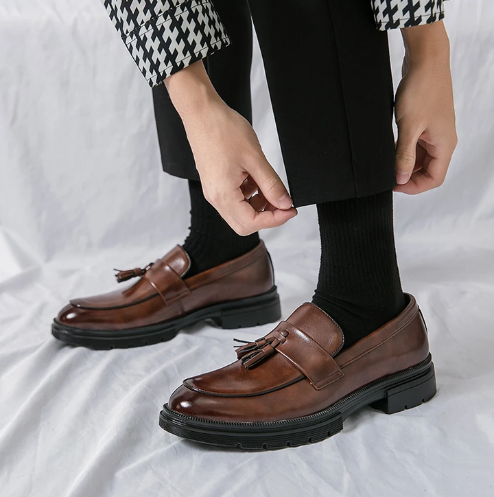 Men's Genuine Leather Tassel Dress Loafers