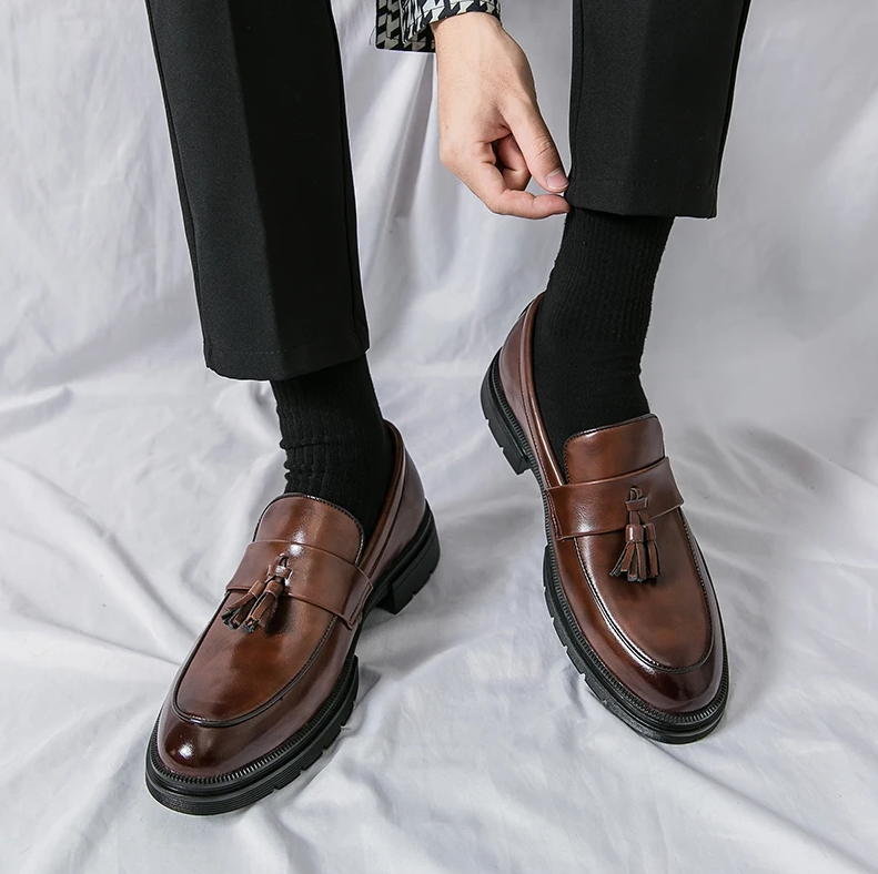 Men's Genuine Leather Tassel Dress Loafers