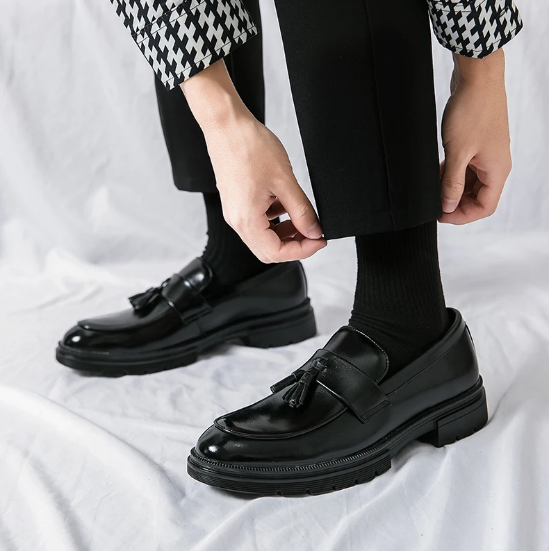 Men's Genuine Leather Tassel Dress Loafers
