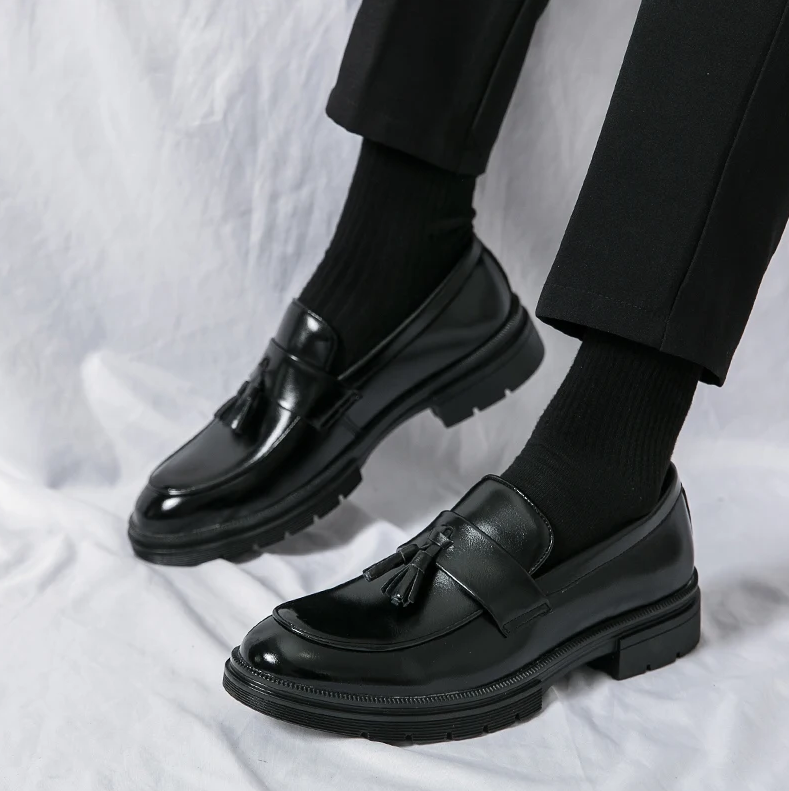 Men's Genuine Leather Tassel Dress Loafers
