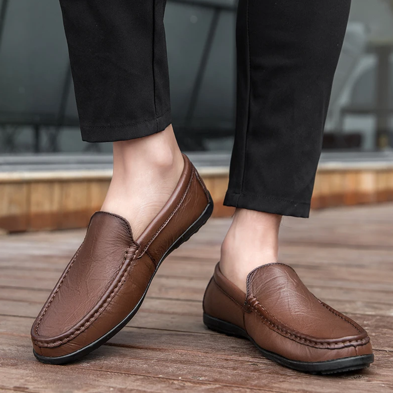 Men’s Genuine Leather Loafers | Classic Slip-On Comfort Shoes