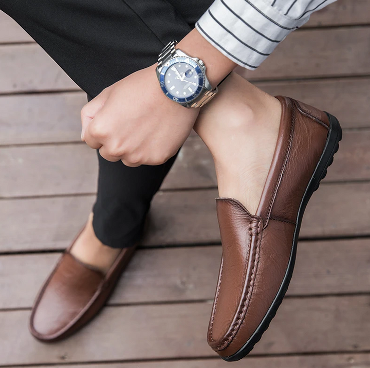 Men’s Genuine Leather Loafers | Classic Slip-On Comfort Shoes