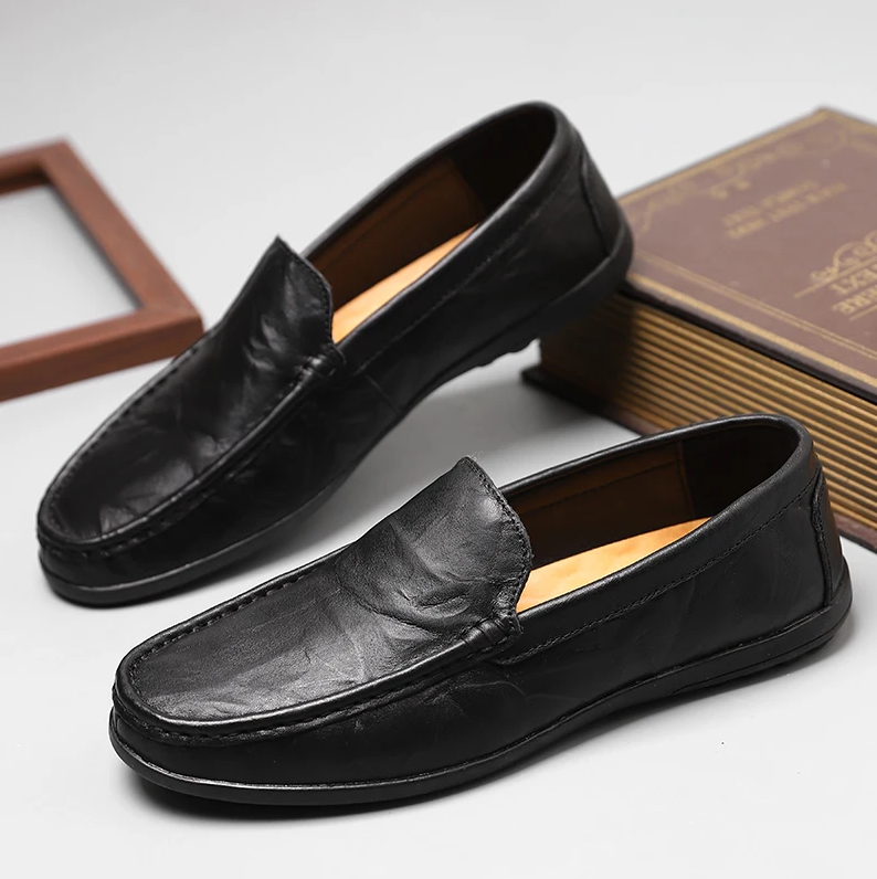 Men’s Genuine Leather Loafers | Classic Slip-On Comfort Shoes