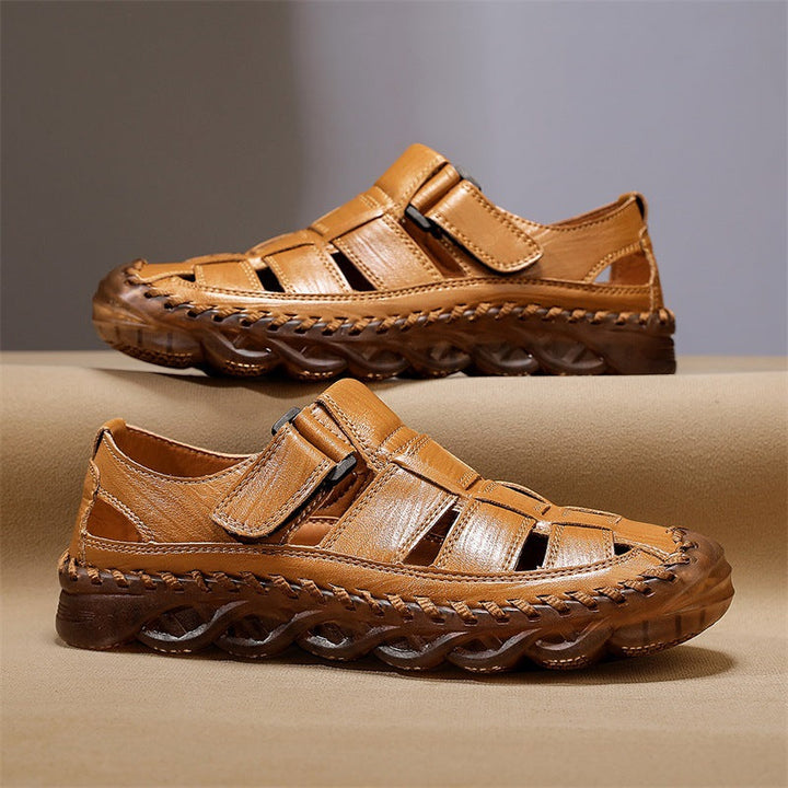 Men's Genuine Leather Closed-Toe Strap Sandals