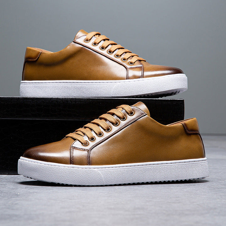 Men's Genuine Leather Casual Low Top Comfort Sneakers